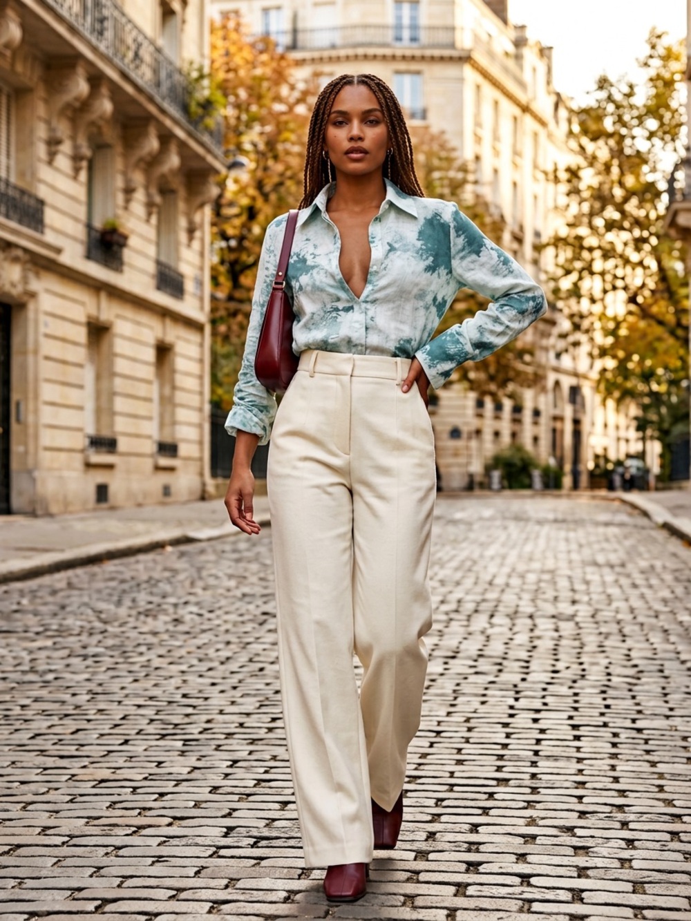 Light Teal Tie-Dye Button-Up Shirt